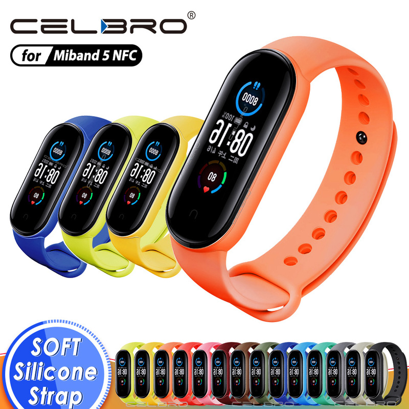 Dây đeo silicone thay thế màu trơn cho vòng đeo tay thông minh Xiaomi Mi Band 5 / Mi Band 5