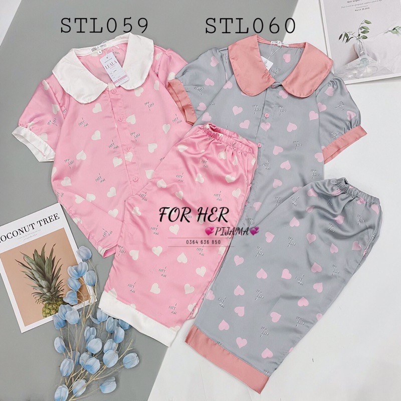 Đồ Bộ Pijama - Bộ Lụa Pizama Quần ngố Chất Liệu SaTin Họa Tiết | BigBuy360 - bigbuy360.vn