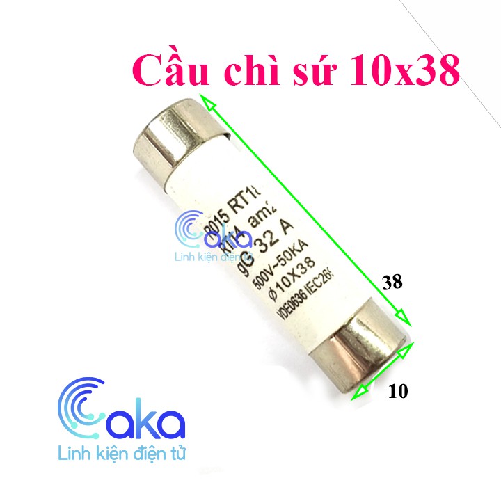 Cầu chì 10x38 2A 6A 10A 16A 32A 500V nhiều giá trị