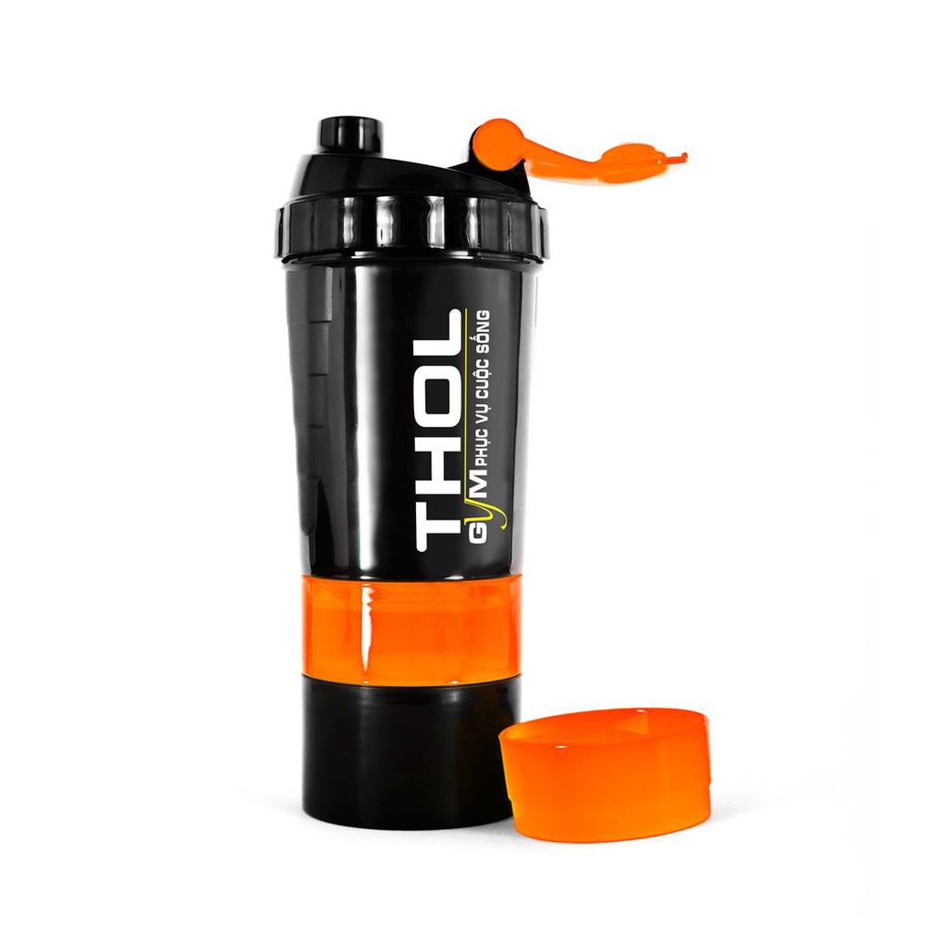 Bình Nước Uống Nước Thể Thao 3 ngăn - Shaker THOL
