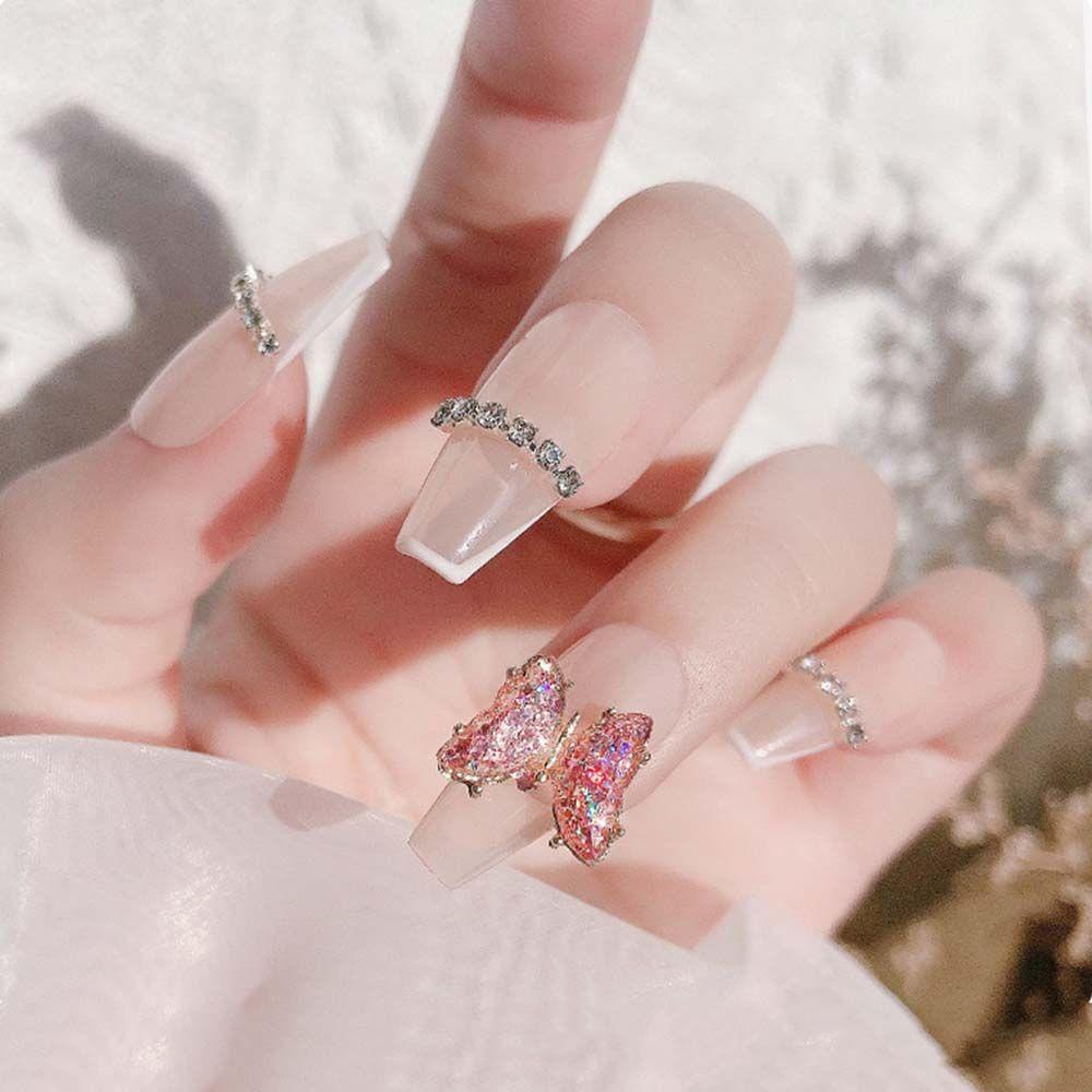 Hộp Kim Tuyến Bằng Nhựa Resin Trong Suốt Hình Bướm Phong Cách Nhật Bản Trang Trí Móng Tay DIY