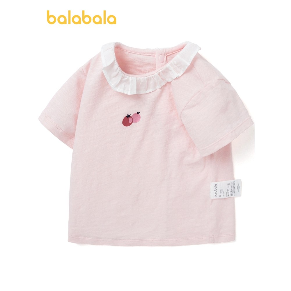 (0-3 tuổi) Áo phông bé gái mặc hè chất Cotton hãng BALABALA màu trắng và hồng 200221117001
