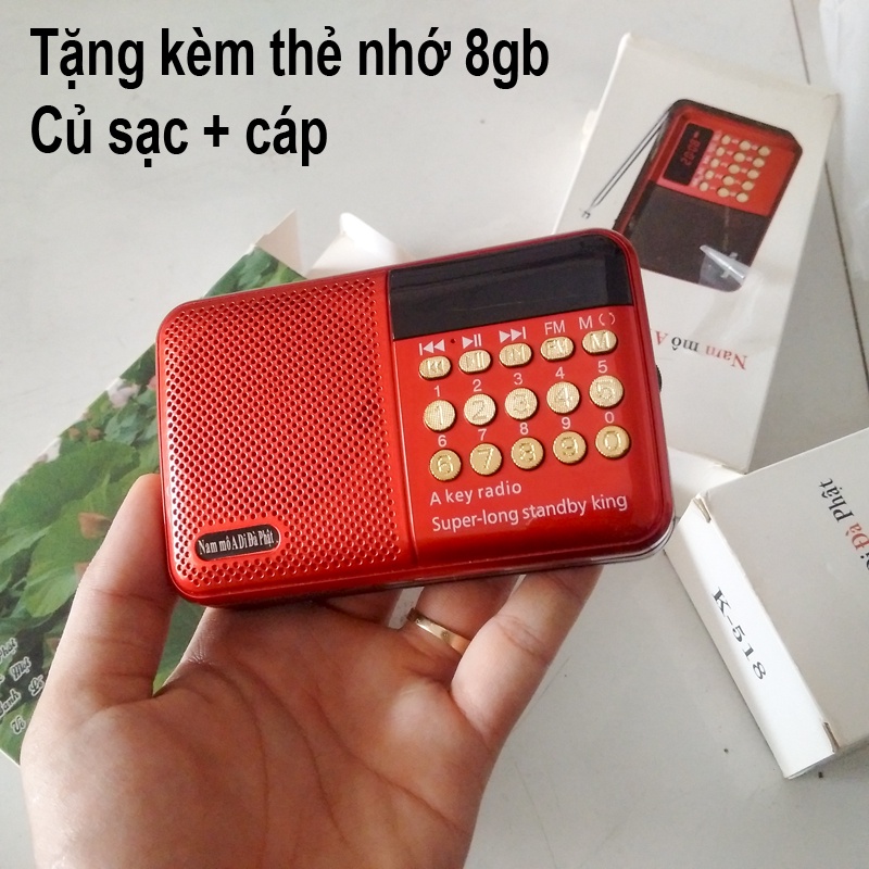 Máy nghe FM, Kinh Phật, Nhạc, hỗ trợ thẻ nhớ + USB Pin sạc - model K518