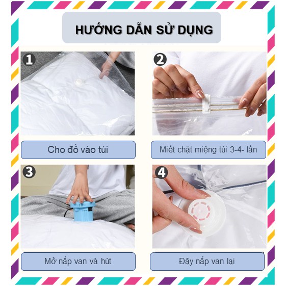 [HÀNG LOẠI 1 - GÍA SỐC] Túi Hút Chân Không Vuông Đáy Ép Tay - Dùng Bơm Đựng Quần Áo, Chăn Màn Chống Ẩm Mốc