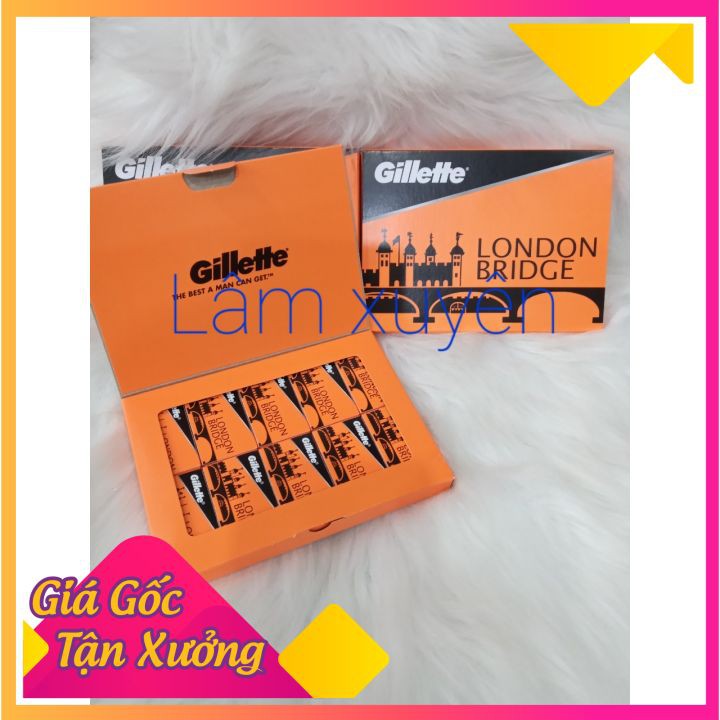 Dao lam Gillette cam london bridge hộp 100 lưỡi cạo mặt tóc nam nữ barber ( Mẫu Mới Dạng Vỉ ) FREESHIP chuyên dụng