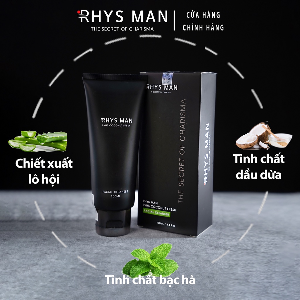 Sữa rửa mặt nam RHYS MAN hương dừa thơm mát Rhys Coconut Fresh 100ml