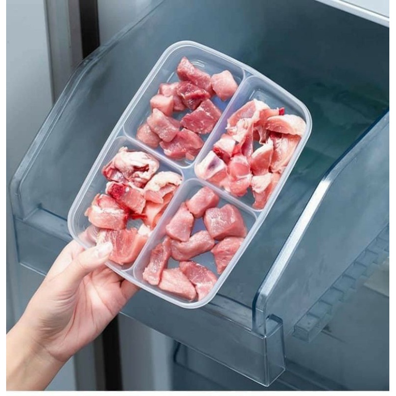 Hộp chia 4 ngăn đựng trữ thực phẩm , đồ dùng ăn dặm 710ml (dùng ngăn mát, ngăn đông, lò vi song)