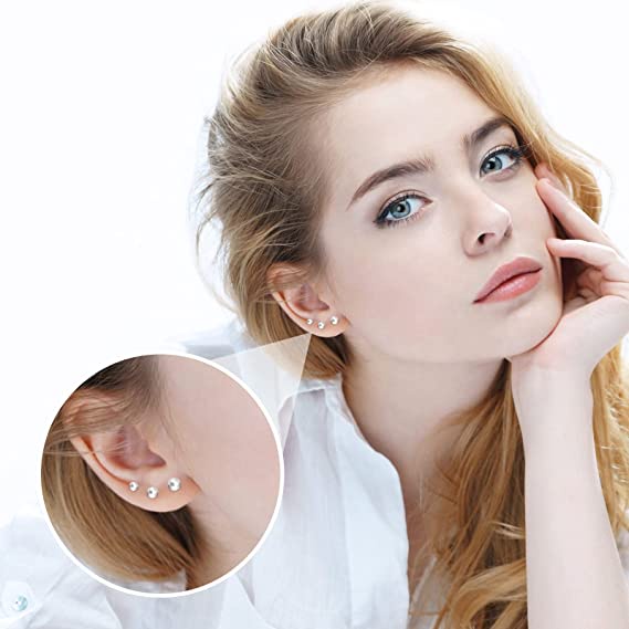 Set 12 Khuyên Kẹp Mũi / Môi / Tai / Mũi Nam Châm Đính Đá Pha Lê Nhiều Màu Chất Lượng Cao