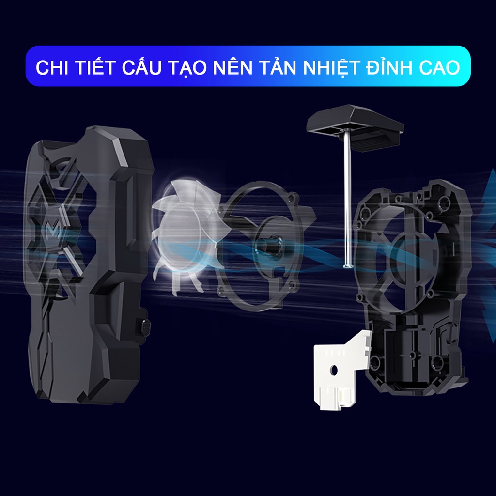 Quạt tản nhiệt điện thoại MEMO FL07 làm mát nhanh quạt 9 cánh chống ồn pin 400mAh giúp bảo vệ và tăng tuổi thọ pin