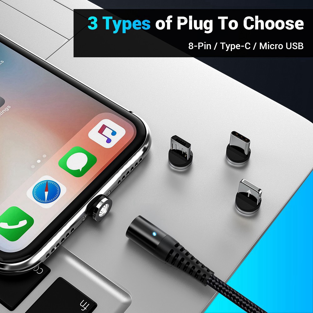 Dây Cáp TOPK AM08 5A Đầu Nam Châm Truyền Dữ Liệu Sạc Nhanh Có Thể Thu Vào Cổng Micro USB Type C Iphone - Toplink