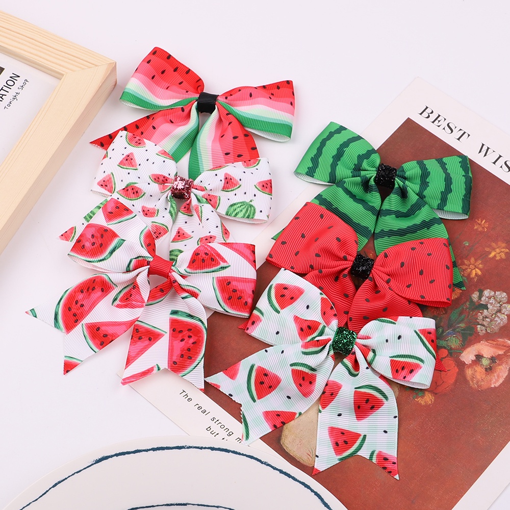 Kẹp tóc nơ lớn KIDSBOWS họa tiết dưa hấu dễ thương cho bé gái