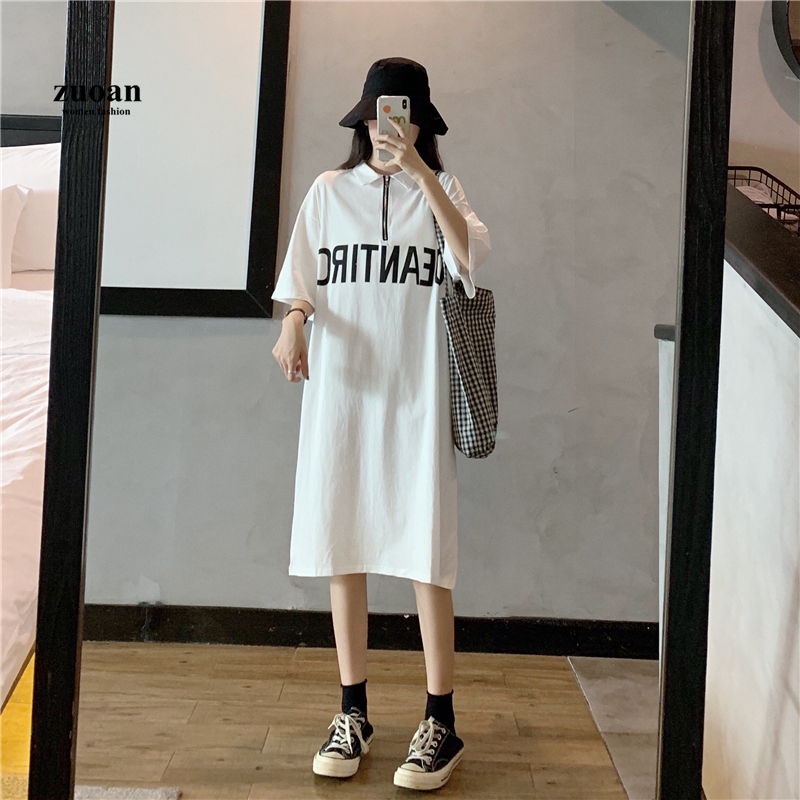 SUXI Đầm Midi Ngắn Tay Dáng Rộng Cổ Bẻ Xinh Xắn Cho Nữ