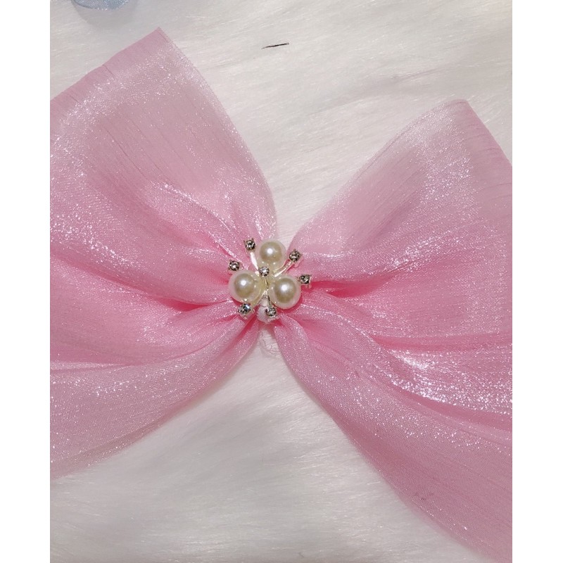 Kẹp tóc nơ voan xước 3 tầng