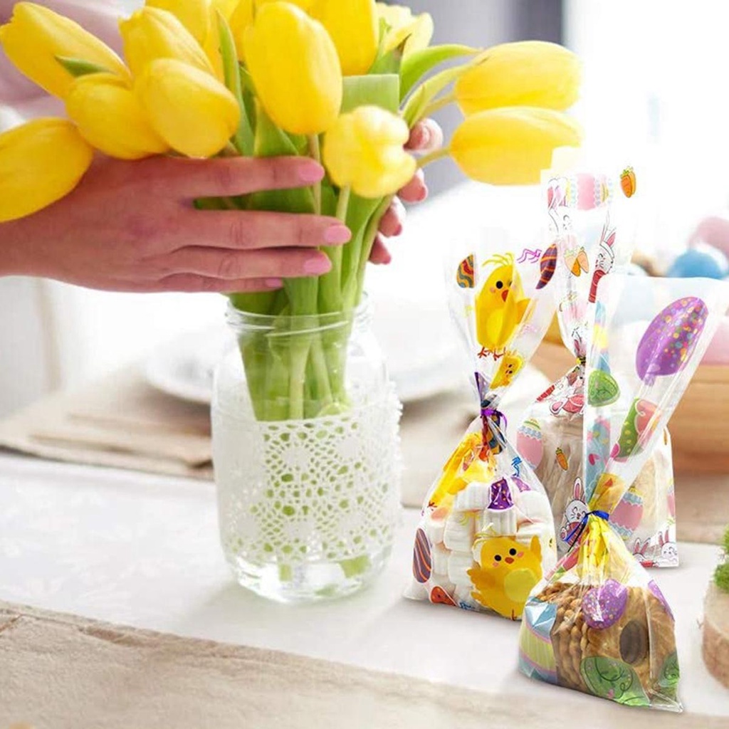 Set 50 Túi Đựng Kẹo Họa Tiết Thỏ Và Chim