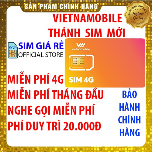 Sim 4G Vietnamobile Miễn phí DATA + Nghe Gọi Nội Mạng Miễn Phí - Phí gia hạn 20.000đ - Shop sim giá rẻ