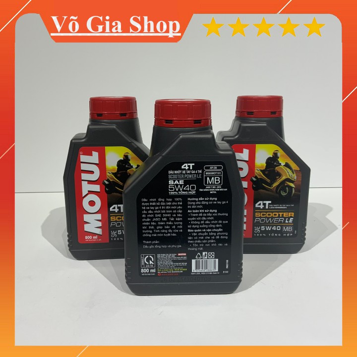 Nhớt Motul Scooter Power LE 5W40 800ml - Nhớt cao cấp FULL TỔNG HỢP cho xe tay ga