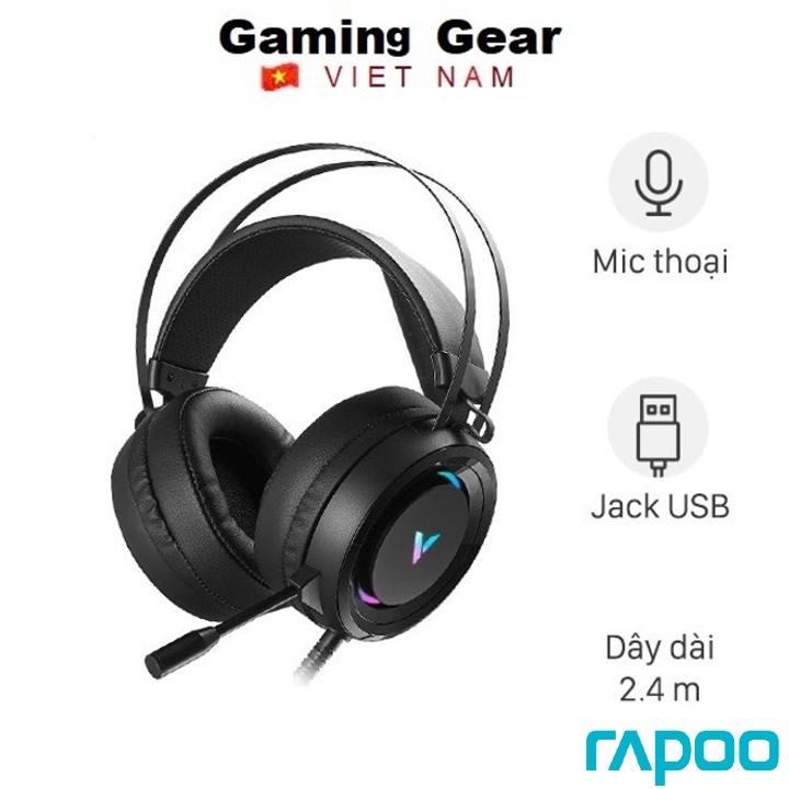 Tai nghe Gaming Rapoo VH500 7.1 LED RGB Đen Black