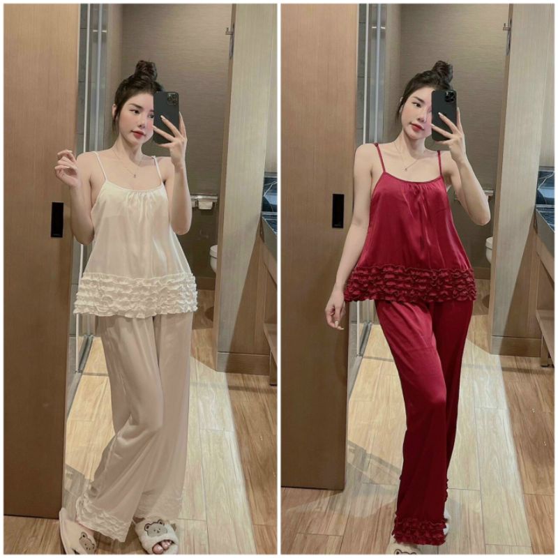 __BỘ NGỦ 2 DÂY QUẦN DÀIVÚN BÈO LAI CỰC XINH__