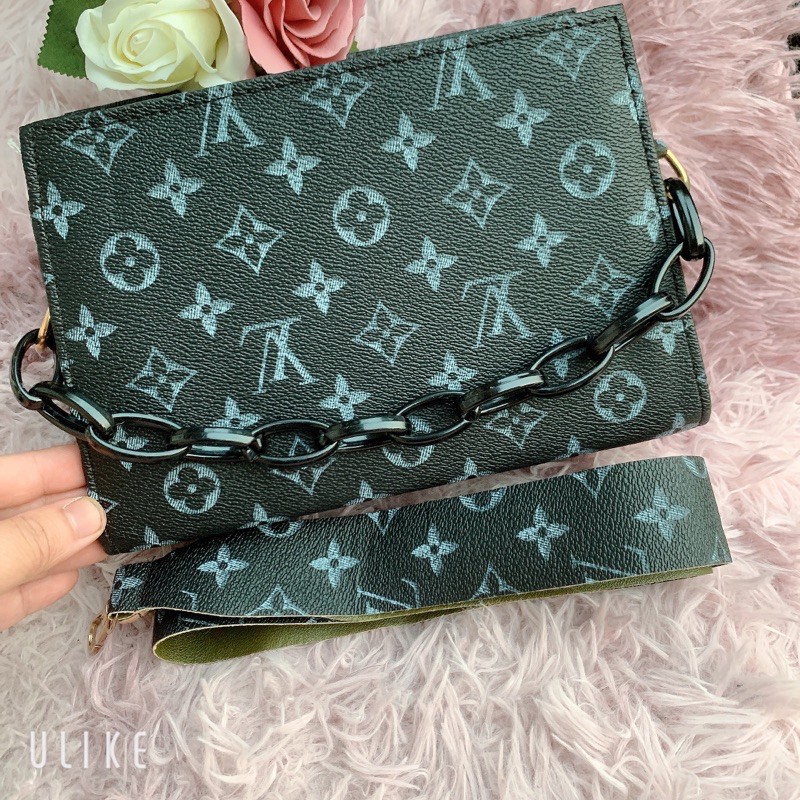 [Mã FAMAYWA2 giảm 10K đơn 50K] Túi đeo chéo hình hộp phối xích sang trọng màu xanh - Túi đeo chéo Lv giá rẻ | BigBuy360 - bigbuy360.vn