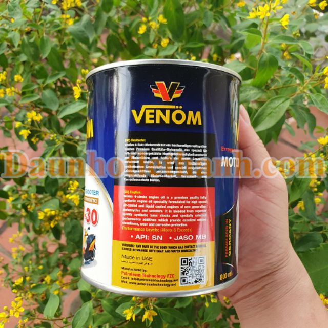 Nhớt Tổng Hợp Venom 10W30 JASO MB – Nhớt tổng hợp nhập khẩu Đạt tiêu chuẩn HQ 800ml dùng được cho xe tay ga