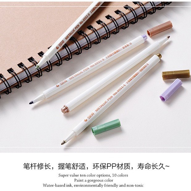 Bút lông mềm 10 màu sắc đầu Brush có nhũ Metallic Marker Pen Drawing Bút Sta Metallic ngòi Brush (nhỏ)-B30