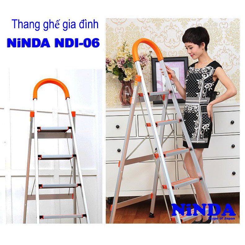 Thang nhôm ghế gia đình NiNDA 5 bậc chính hãng giá rẻ