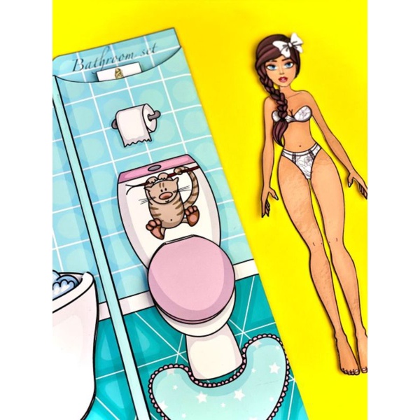 NHÀ CHO BÚP BÊ GIẤY 2 NHÀ GẤU TRÚC