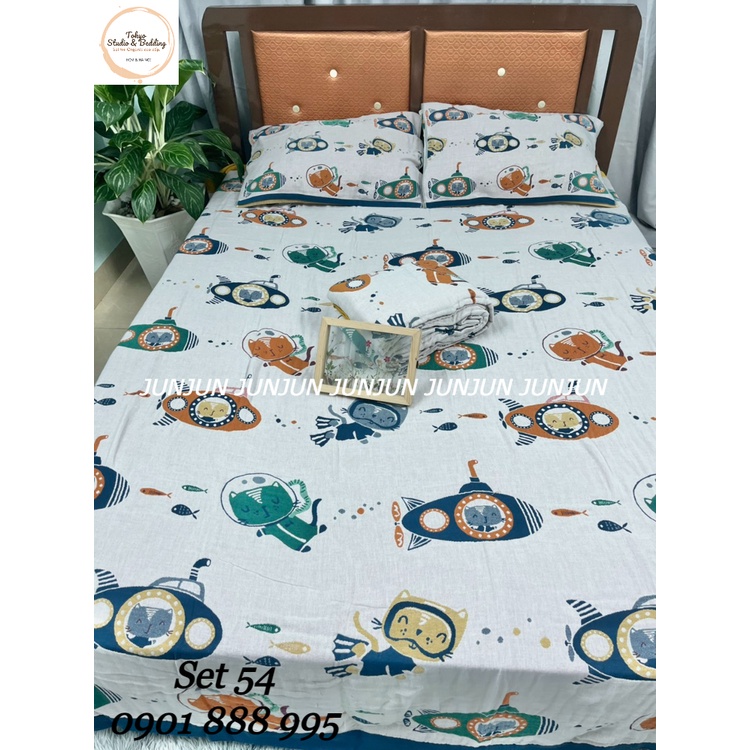 N21_SET Chăn Ga Gối vải Xô Organic cotton dòng cao cấp