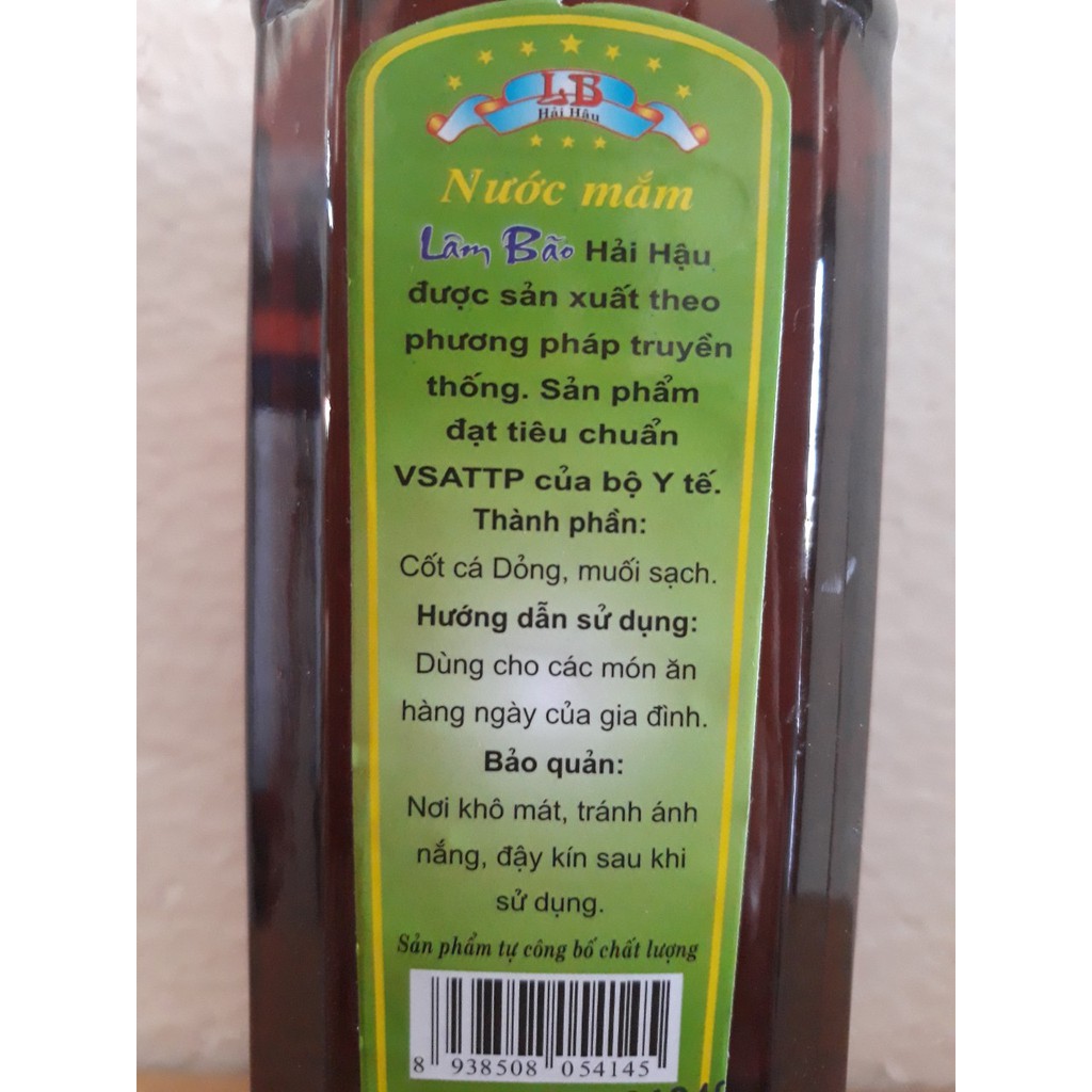 Thùng 8 Chai 500ml Nước Mắm Lâm Bão Nắp Xanh Độ Đạm 37gN/ Lít