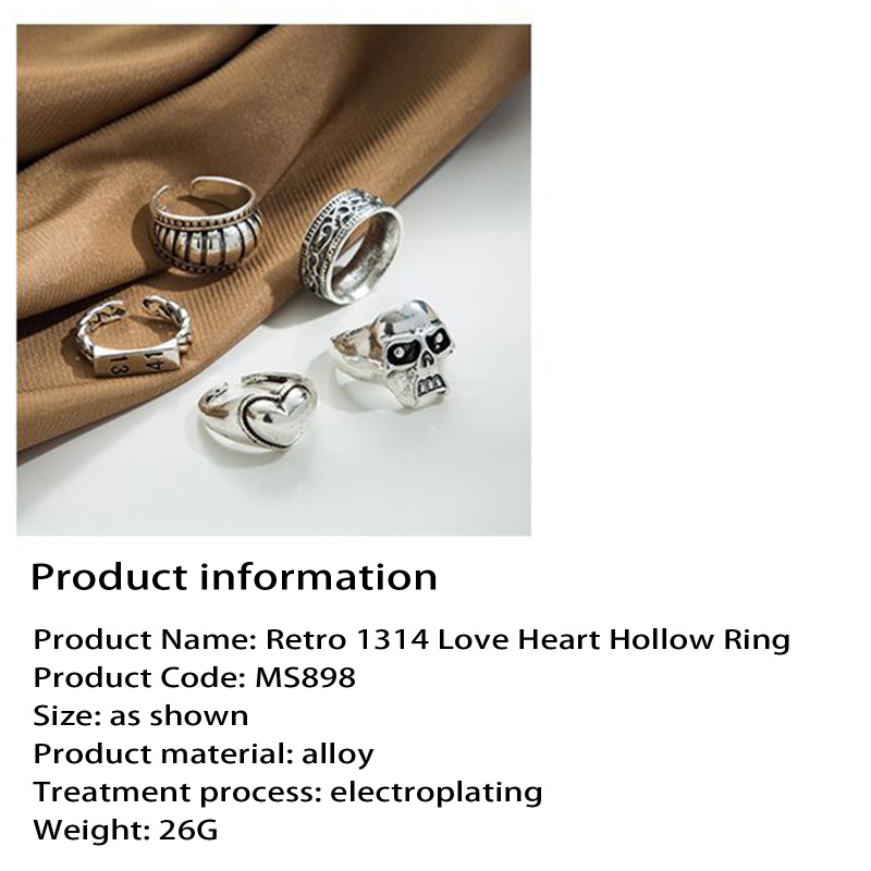 Set 5 Nhẫn Đeo Khớp Ngón Tay Thiết Kế Hình Học Đơn Giản Thời Trang