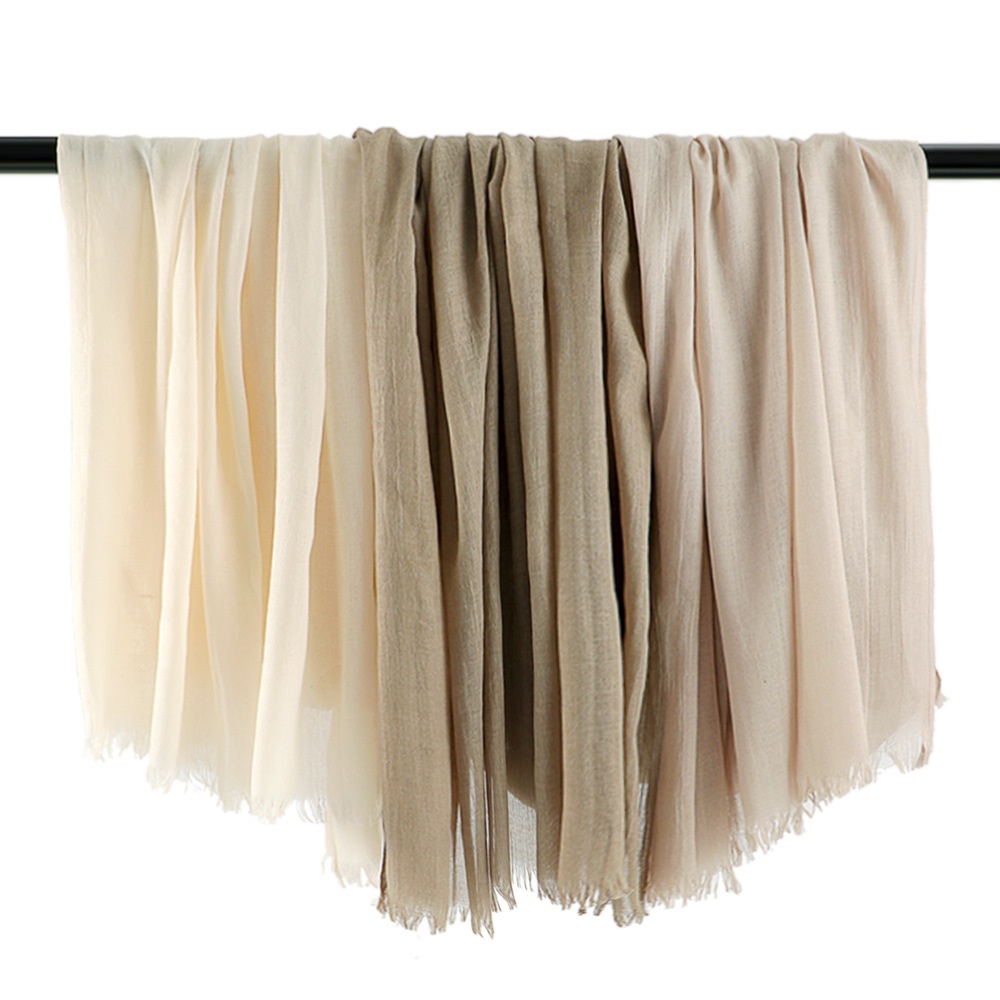 Khăn Choàng cotton linen Dài Màu Sắc Trơn Chống Nắng Đi Biển Tiện Dụng