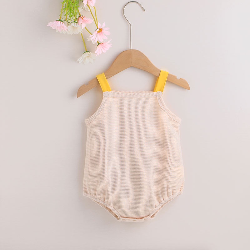 Body Hai Dây Màu Hồng Cho Bé Gái Sơ Sinh 0-24 Tháng,Bodysuit Liền Thân Áo Liền Quần Cho Bé trẻ em
