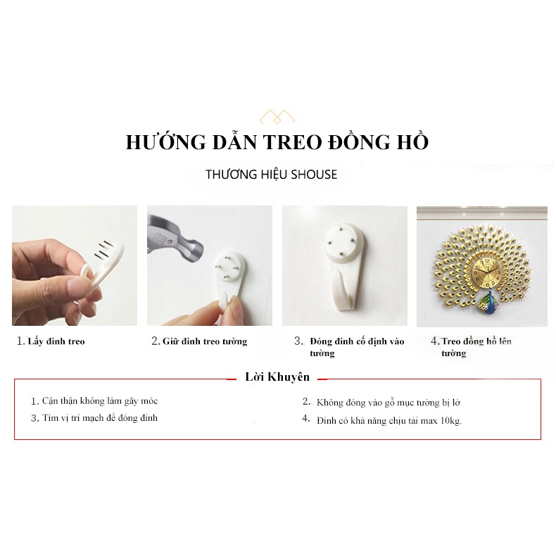 Đồng Hồ Treo Tường Trang Trí kim trôi DK decor đẹp quartz hoa mai vàng cỡ lớn 3d phòng khách