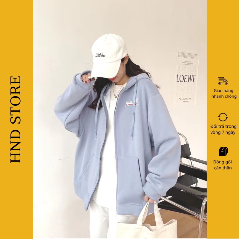 Áo khoác nỉ hoodie form rộng dày dặn có mũ trơn Unisex  FREESIZE HNDAKN01