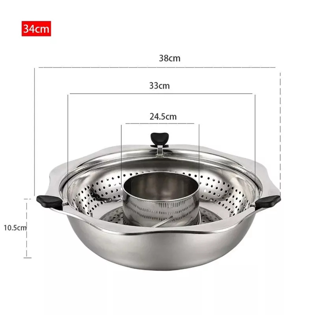 Nồi lẩu xoay inox 2 tầng 2 ngăn thiết kế thông minh Đình Bắc Store