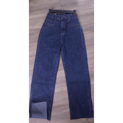 Quần jean suông ôm dãn xẻ gấu kiểu dáng hàn quốc siêu hack dáng