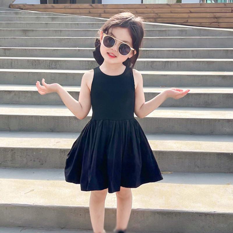 Đầm không tay dáng ôm dây đan chéo sau lưng ngọt ngào phong cách Hàn Quốc cho bé gái