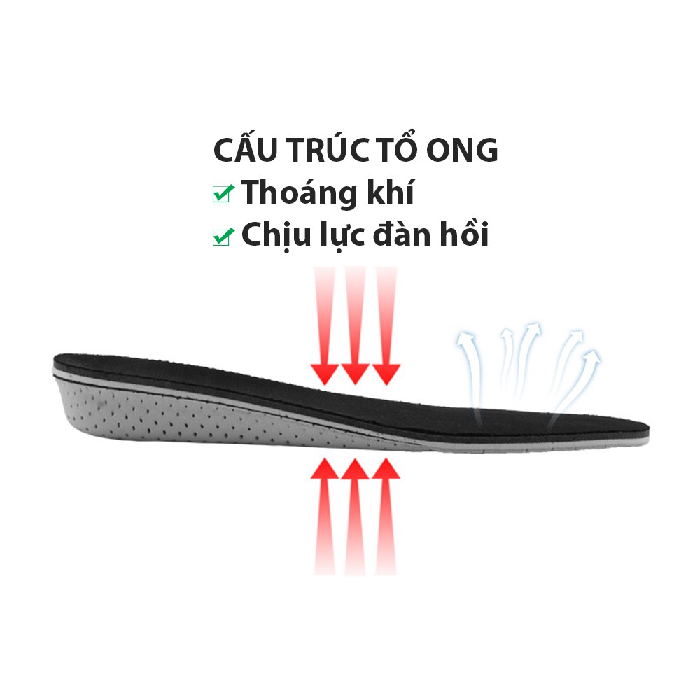 Lót giày tăng chiều cao mặt vải lưới mesh đế tổ ong thoáng khí cao cấp tăng tới 4cm - lót giày giá sỉ BuySales -PK57