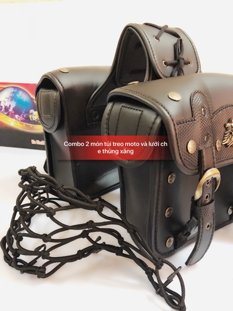 Combo túi treo moto và lưới đậy thùng xăng cao cấp mã 0256