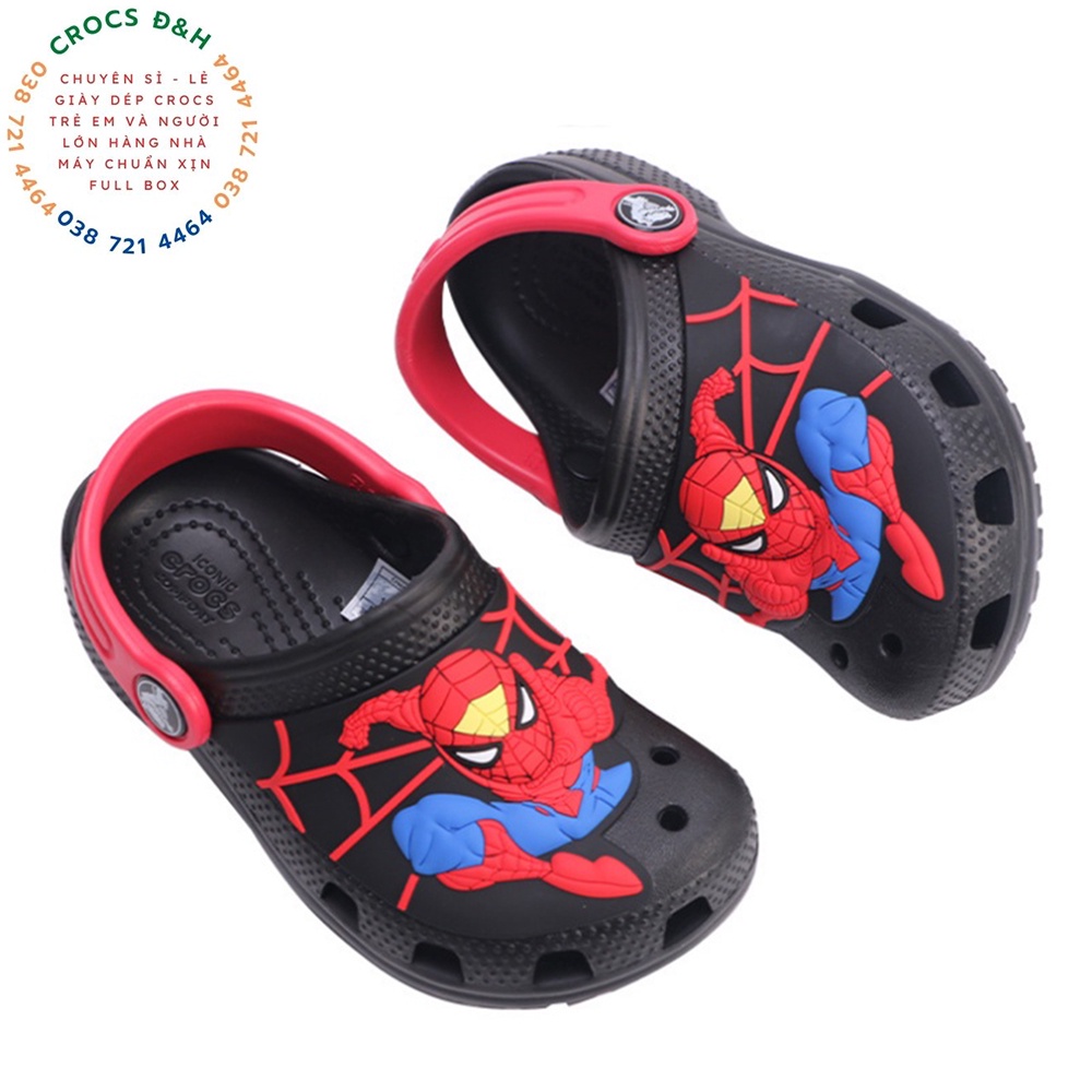 Giày dép crocs - dép sục nhựa crocs band spiderman cho bé trai chống thấm nước, chống trơn trượt, chống hôi chân