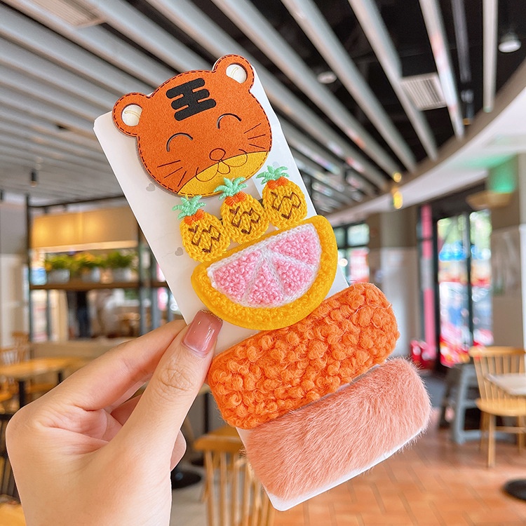 Kẹp tóc BB bằng len hình nơ hoa hoạt hình thu đông mới cho trẻ em