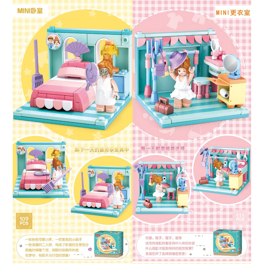 Bộ đồ chơi lắp ráp mô hình ngôi nhà 6 trong 1 mini dành cho trẻ em