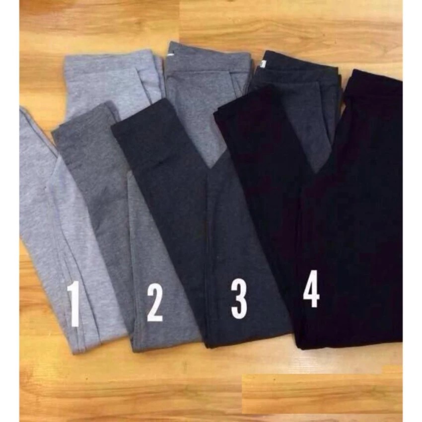 Quần Legging nữ trơn 2 túi xéo (Đen)