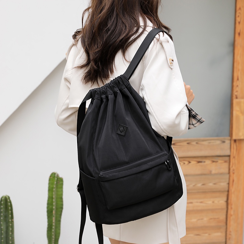 Balo Dây Rút Bằng nylon Nhẹ Sức Chứa Lớn Chống Nước Nhiều Màu Thời Trang unisex
