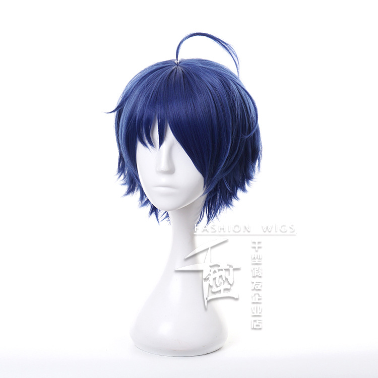 Wonder Egg Priority Ohto Ai Cos Wig Short Dark Blue Anime Game Peripheral Cosplay Hair Accessory with Hairpin