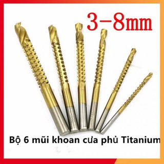 [LOẠI TỐT] Bộ 6 Mũi Khoan Cưa Phủ Titanium 3-8Mm