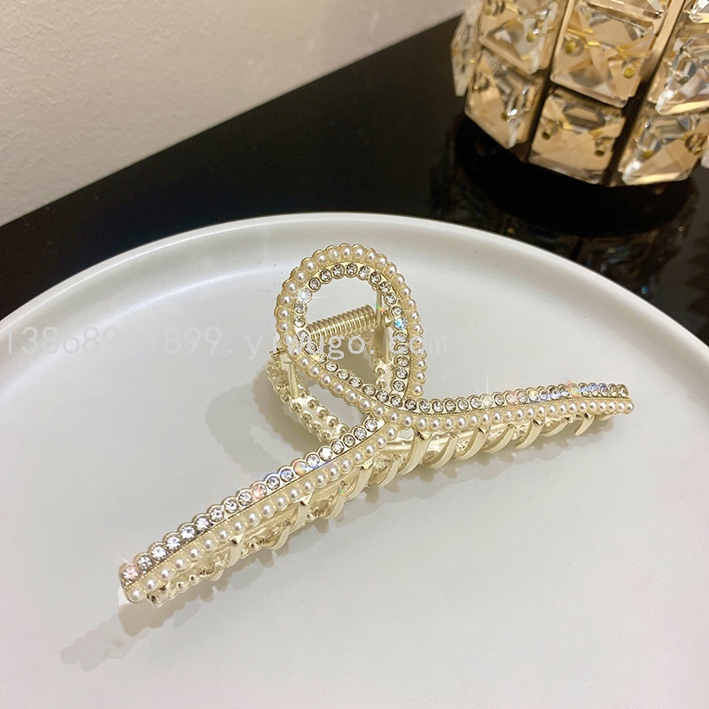 Kẹp tóc phong cách Hàn Quốc đính đá A6024 Kẹp càng cua kim loại cỡ lớn sang chảnh