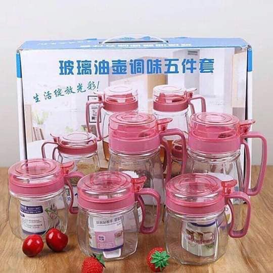 Siêu rẻ_Combo bộ 5 hũ đựng gia vị bằng thủy tinh