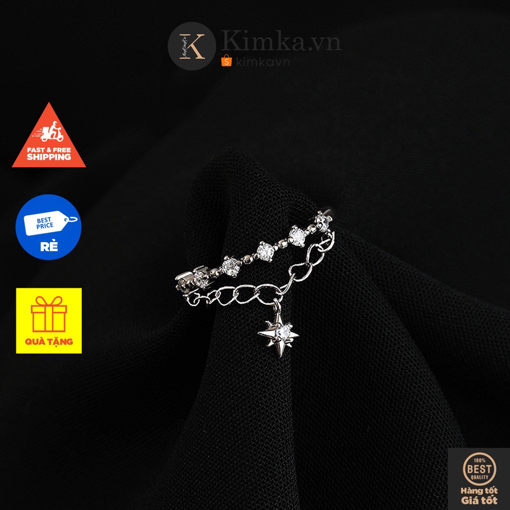 (060) Nhẫn Ngôi Sao  Kim Cương Lấp Lánh ✨ Đính Dây Sáng Tạo