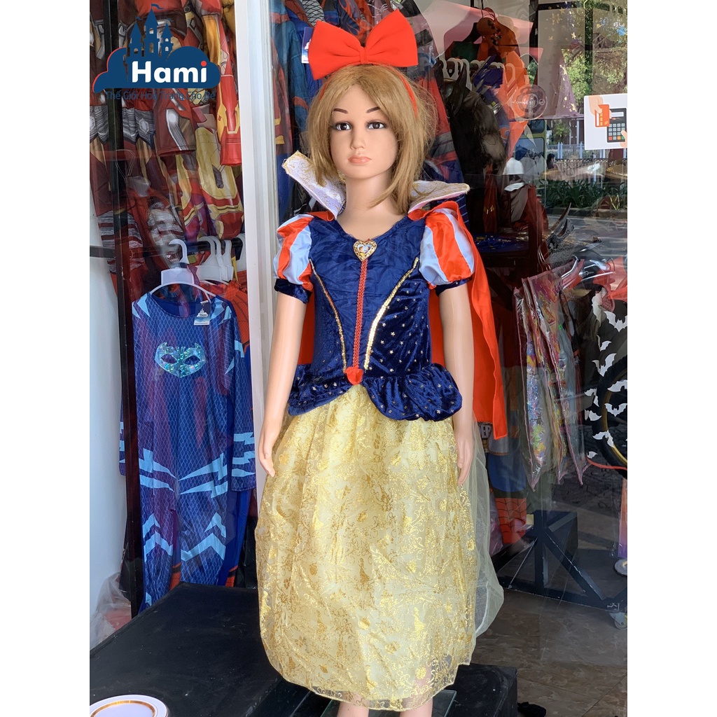 HM0607 - Đầm Hóa Trang Nàng Bạch Tuyết Snow White Xuất Disney Cho Bé Gái Kèm Áo Choàng